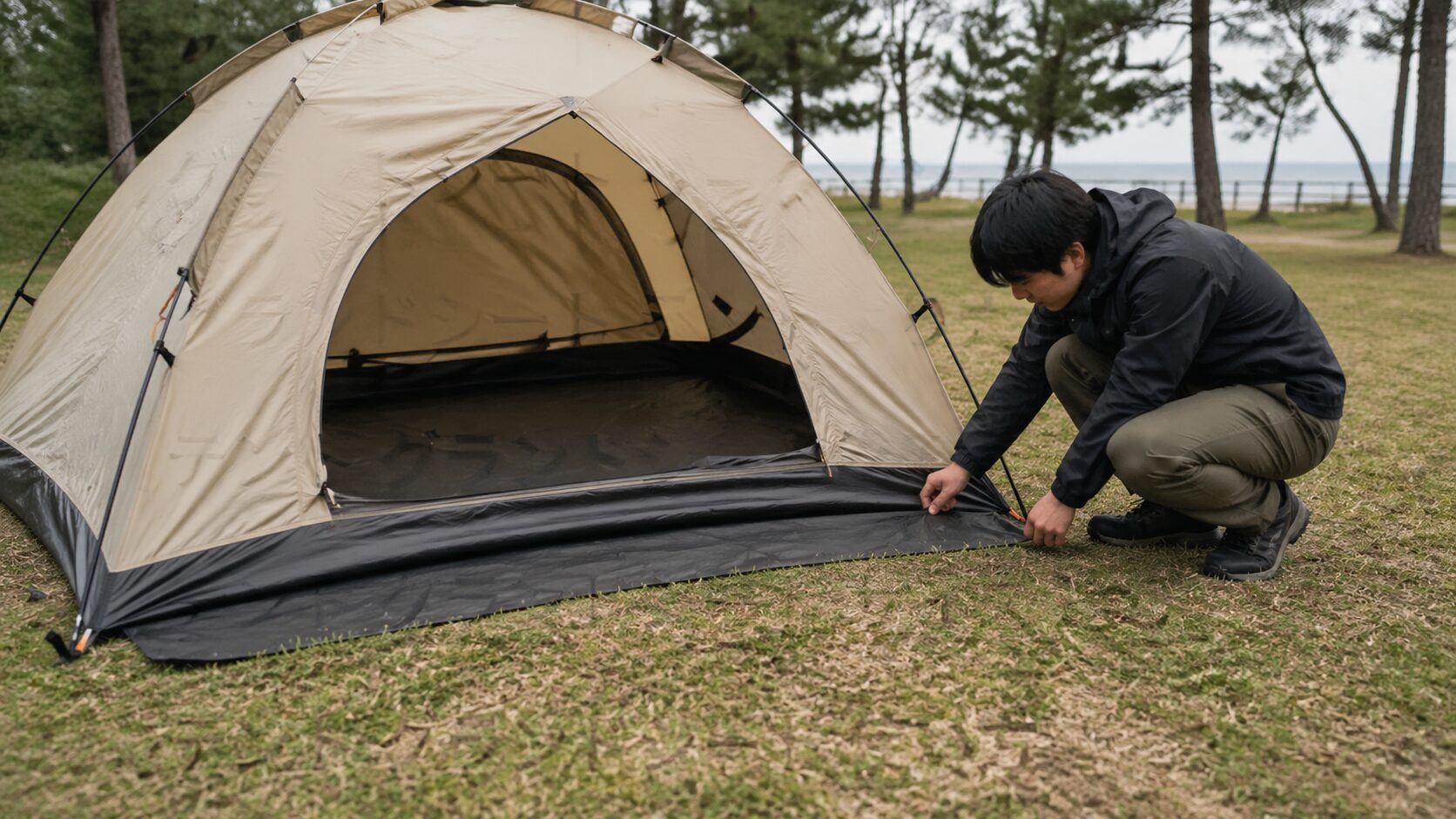 グランドシートサイズがない時の対応